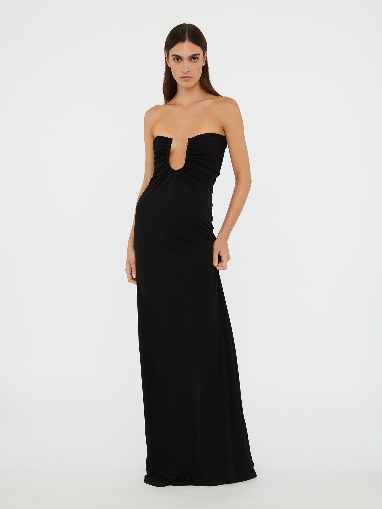 Christopher Esber Arced Palm Strapless Dress (Black)