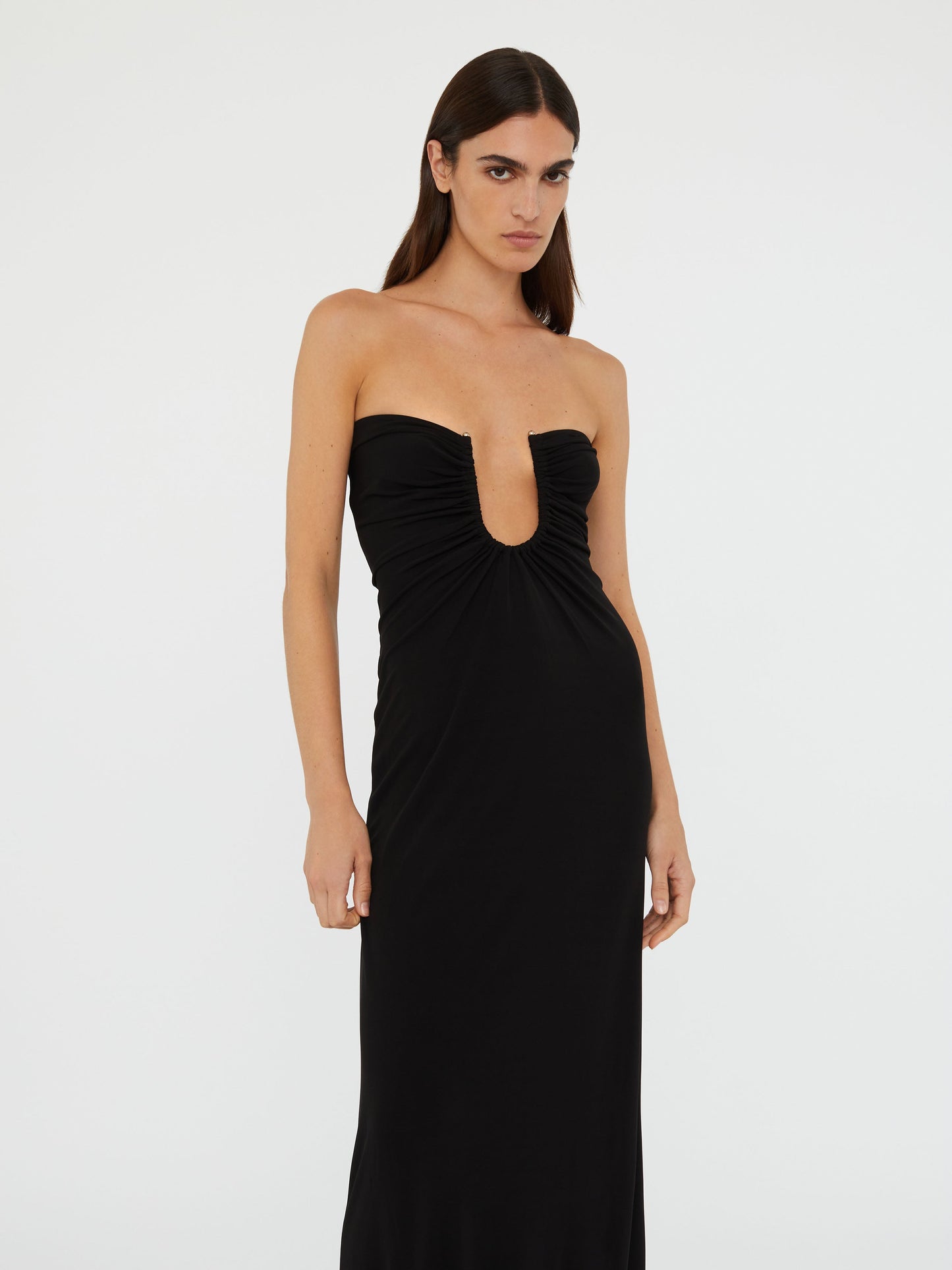 Christopher Esber Arced Palm Strapless Dress (Black)