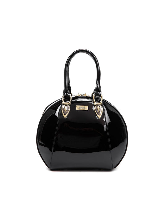ALLURA ROUNDED MINI PATENT LEATHER HANDBAG-SV1-0293-BLK