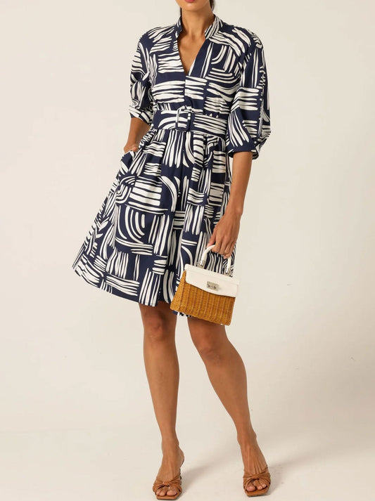 SACHA DRAKE ADELE SHIFT DRESS (Navy White)