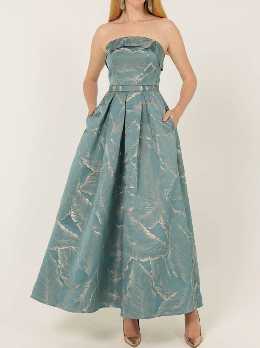 Image of Dresses. Productname: ATELIER BOLERO & GOWN SET in Blue Gold colour by brand - Sacha Drake Pty Ltd