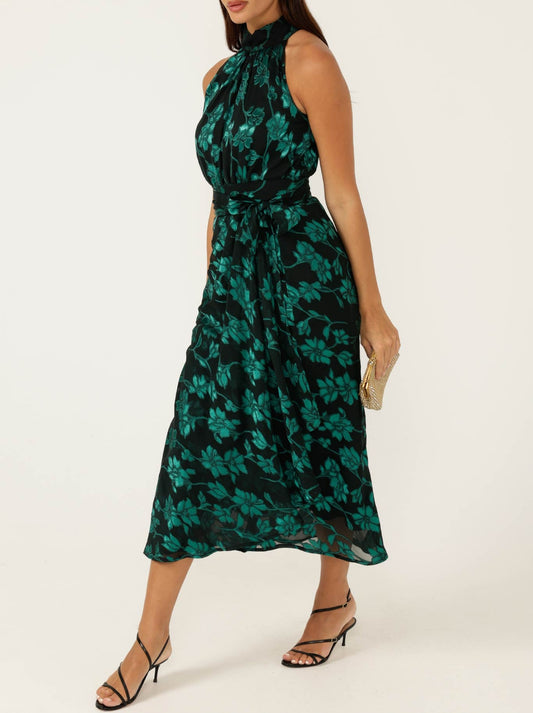 SACHA DRAKE AVELINE MIDI DRESS (Emerald Black)