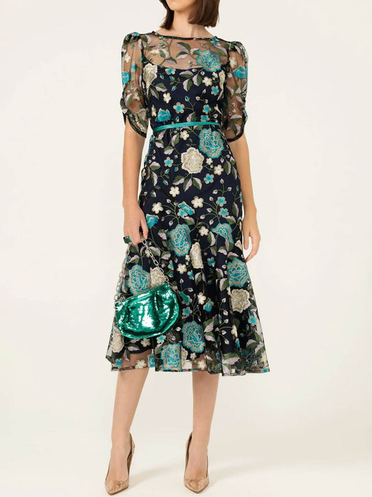 SACHA DRAKE CARDELINA LACE DRESS (Navy)