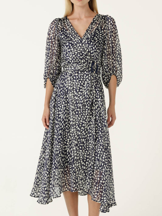 Image of Dresses. Product name - Sacha Drake Cloudland Wrap Dress in Navy White Spot colour by brand - Sacha Drake