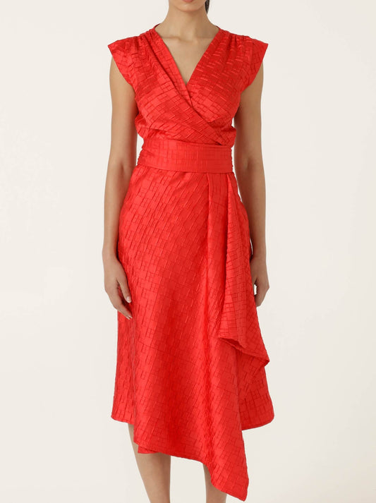 Image of Dresses. Product name - SACHA DRAKE CROWN WRAP DRESS in Red colour by brand - Sacha Drake