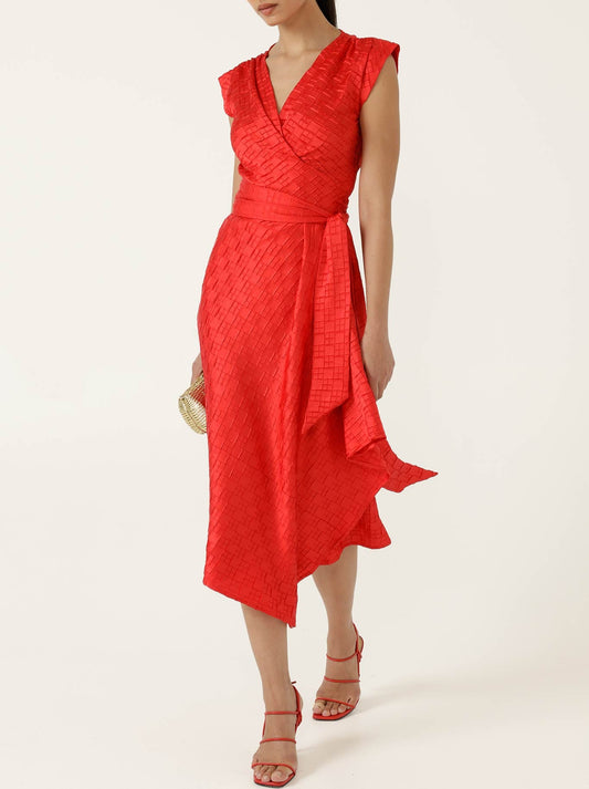 SACHA DRAKE CROWN WRAP DRESS (Red)