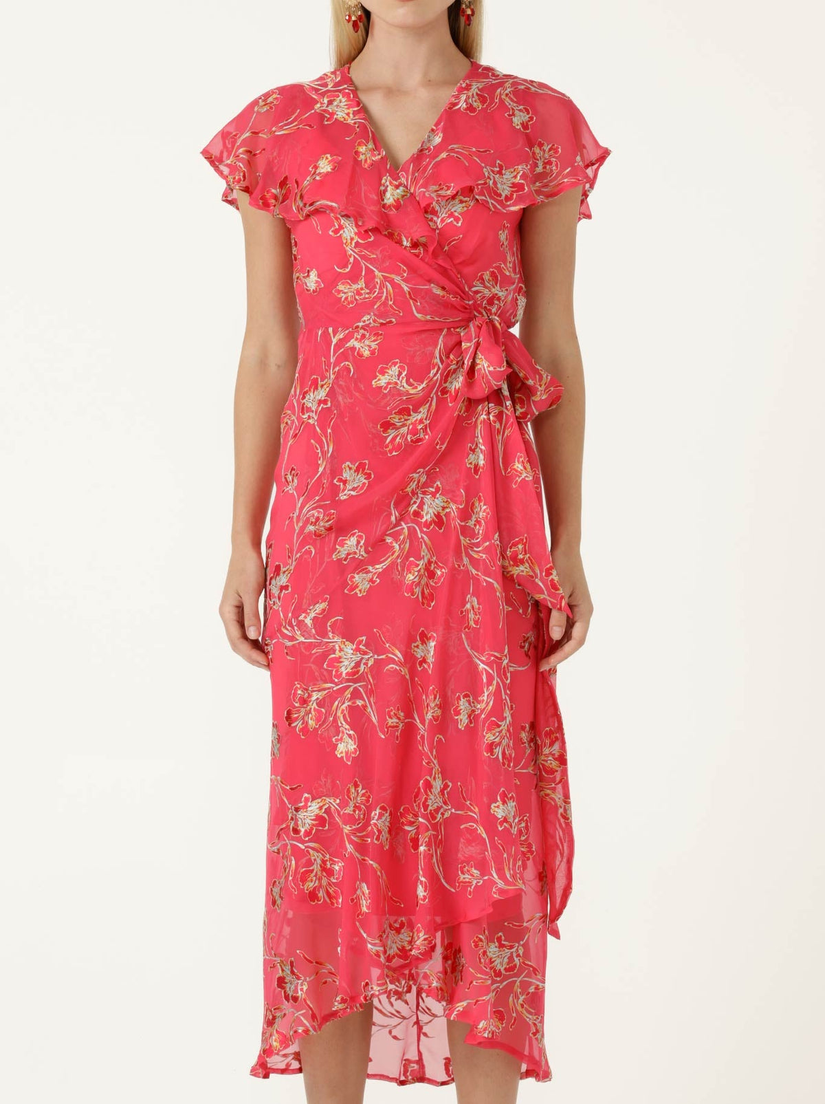 Image of Dresses. Product name - Sacha Drake Eleanor Wrap Dress in Pink Floral colour by brand - Sacha Drake