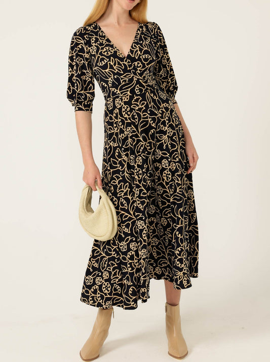 Sacha Drake Faye Midi Dress (Navy Gold)