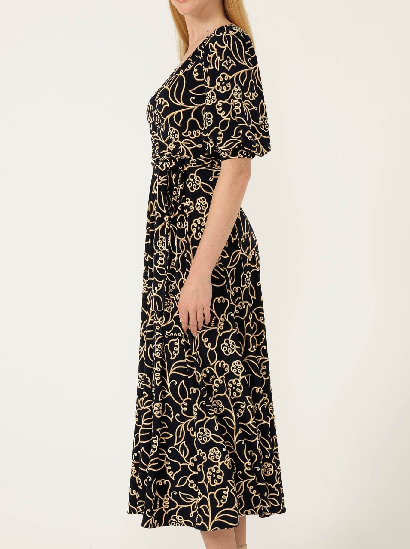 Sacha Drake Faye Midi Dress (Navy Gold)