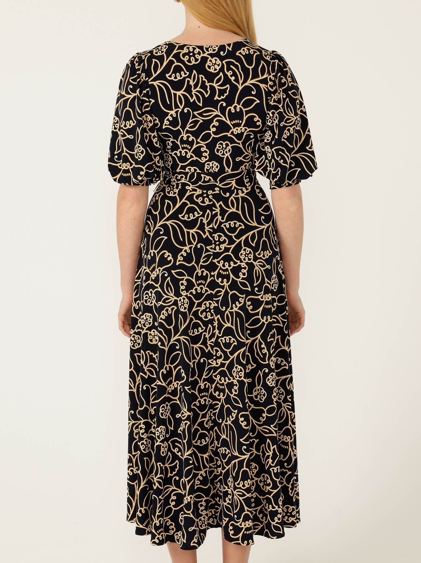 Sacha Drake Faye Midi Dress (Navy Gold)