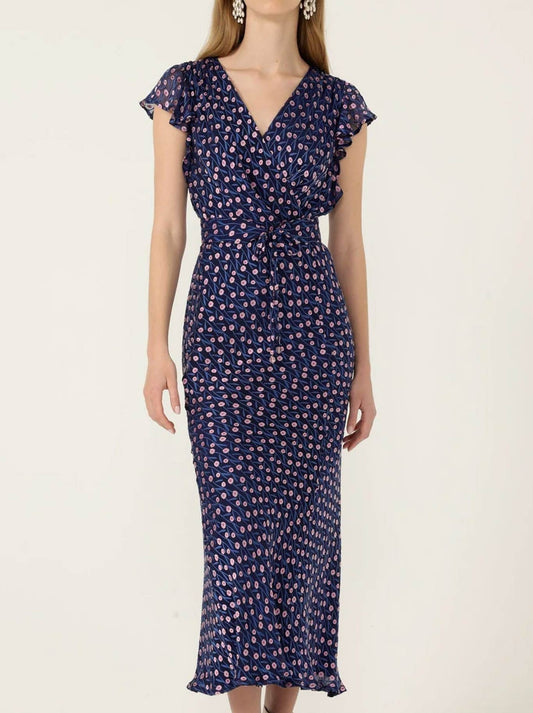 Image of Dresses. Productname: Sacha Drake Fleur De Lys Midi Dress in Indigo colour by brand - Sacha Drake Pty Ltd