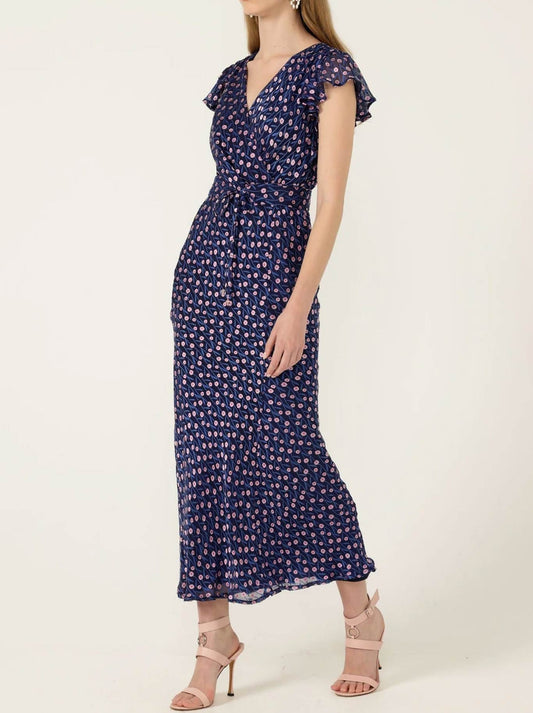 SACHA DRAKE FLEUR DE LYS MIDI DRESS (Indigo)