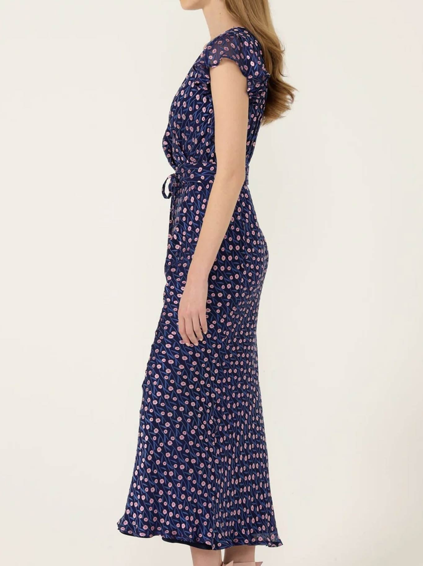 SACHA DRAKE FLEUR DE LYS MIDI DRESS (Indigo)