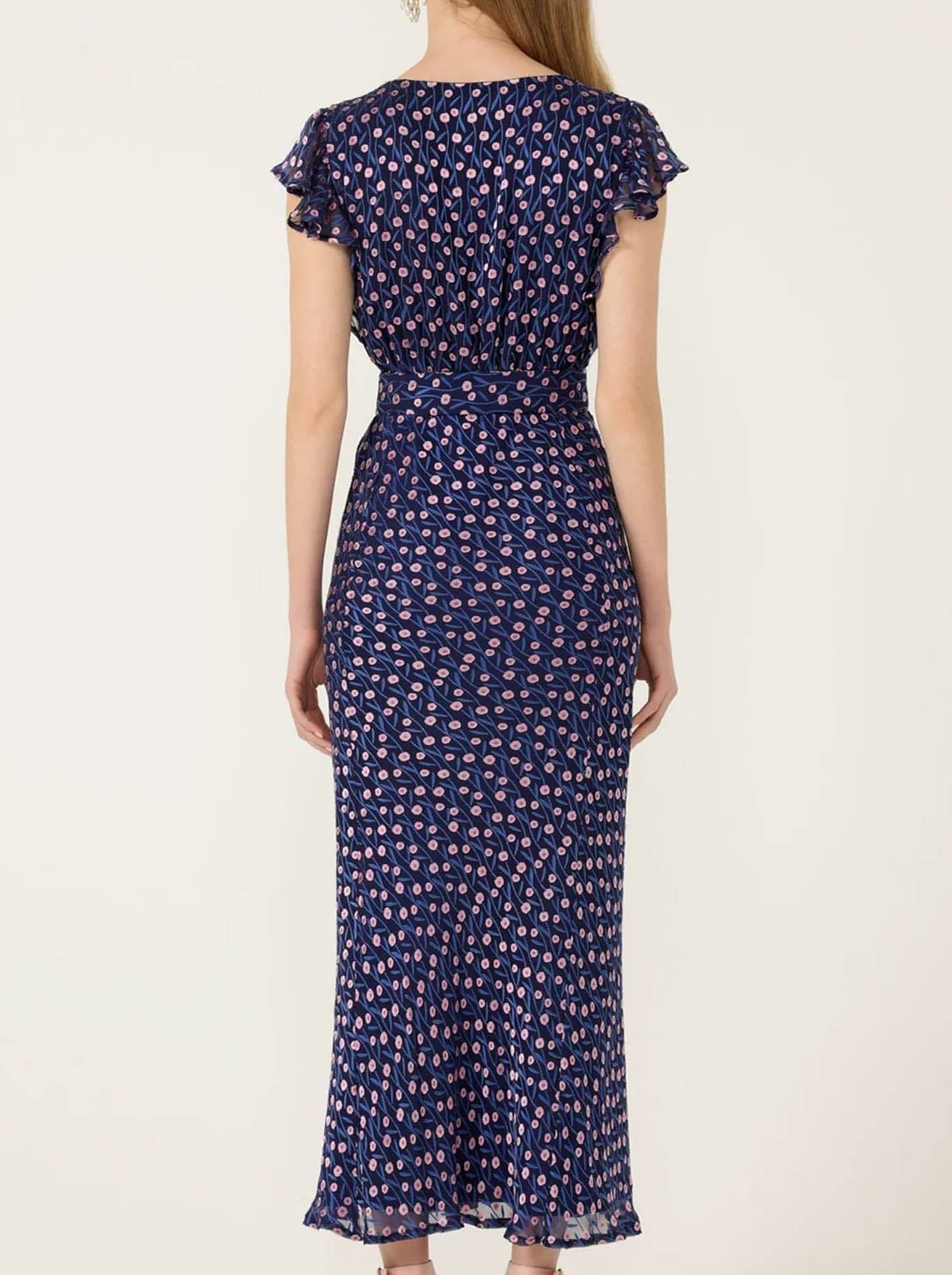 SACHA DRAKE FLEUR DE LYS MIDI DRESS (Indigo)