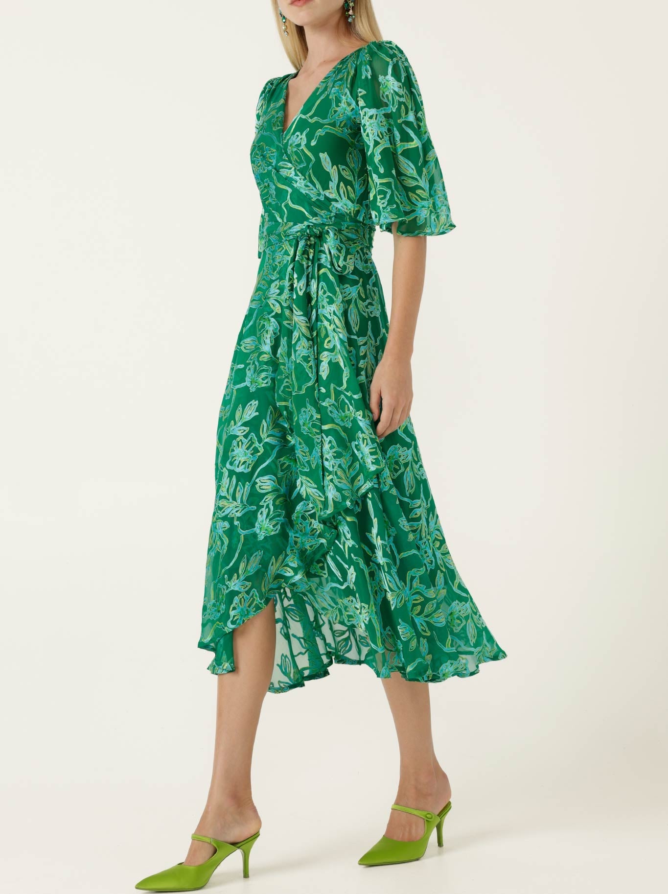 SACHA DRAKE GARDEN MAZE WRAP DRESS (Green Aqua)