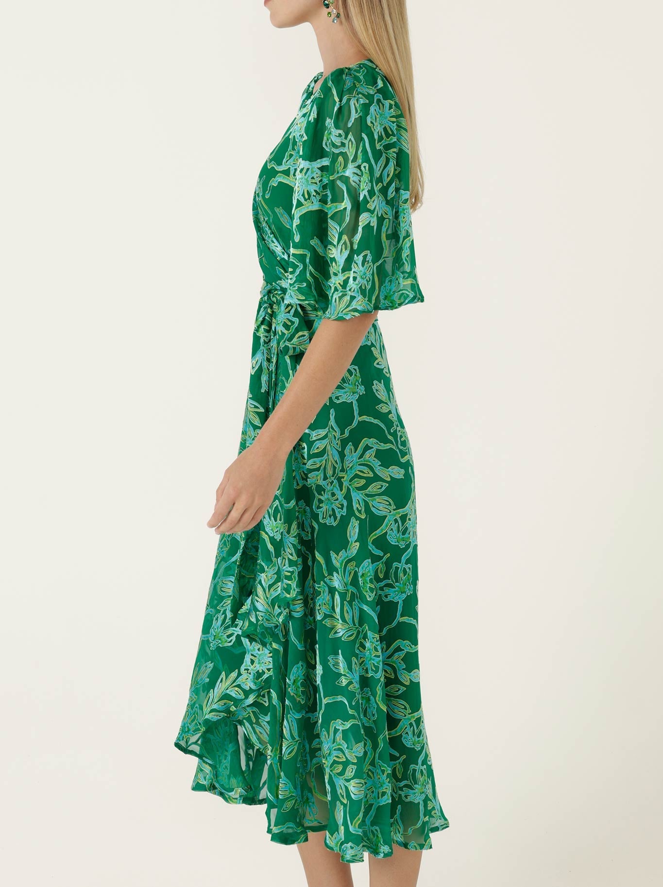 SACHA DRAKE GARDEN MAZE WRAP DRESS (Green Aqua)