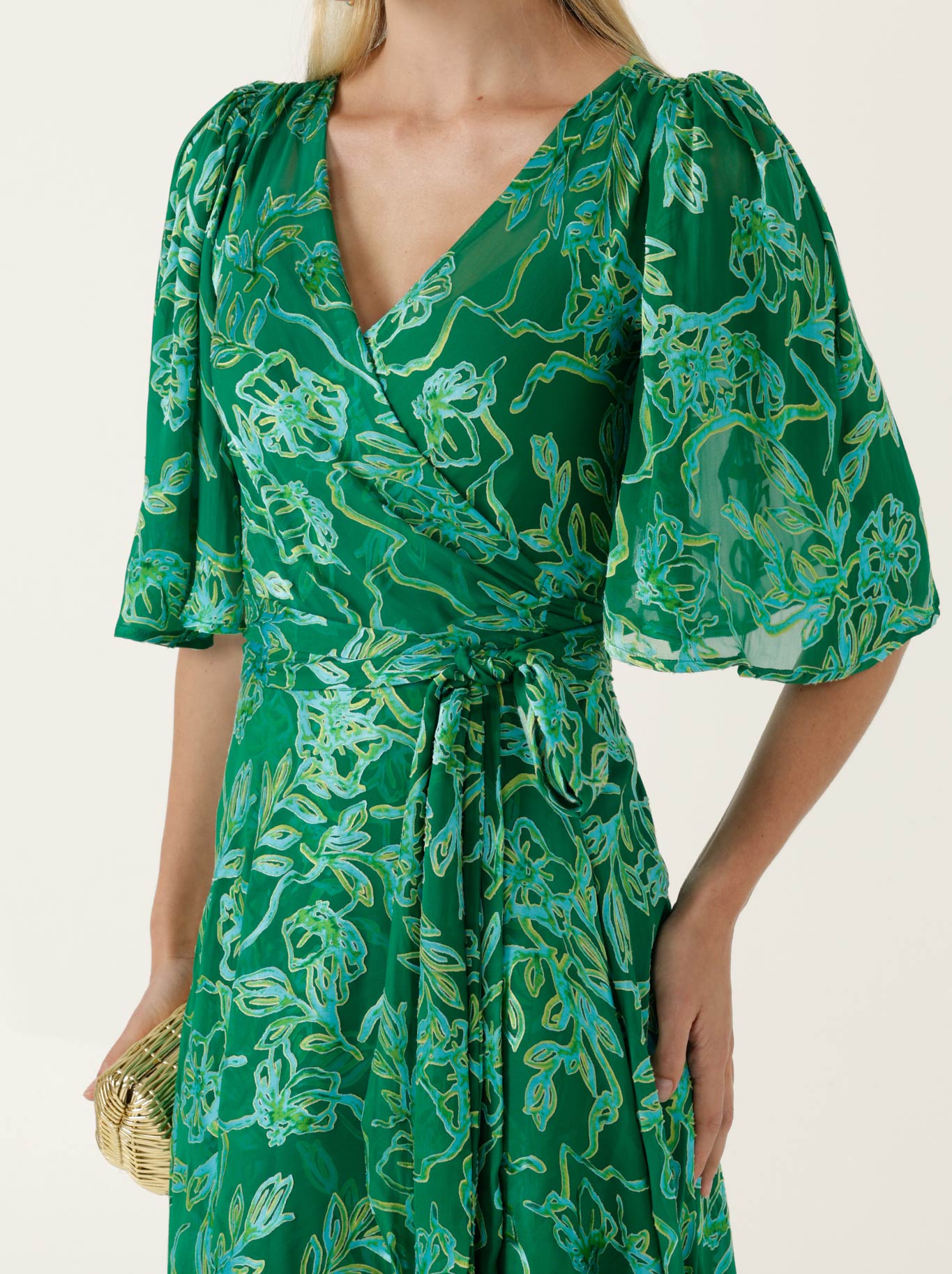 SACHA DRAKE GARDEN MAZE WRAP DRESS (Green Aqua)