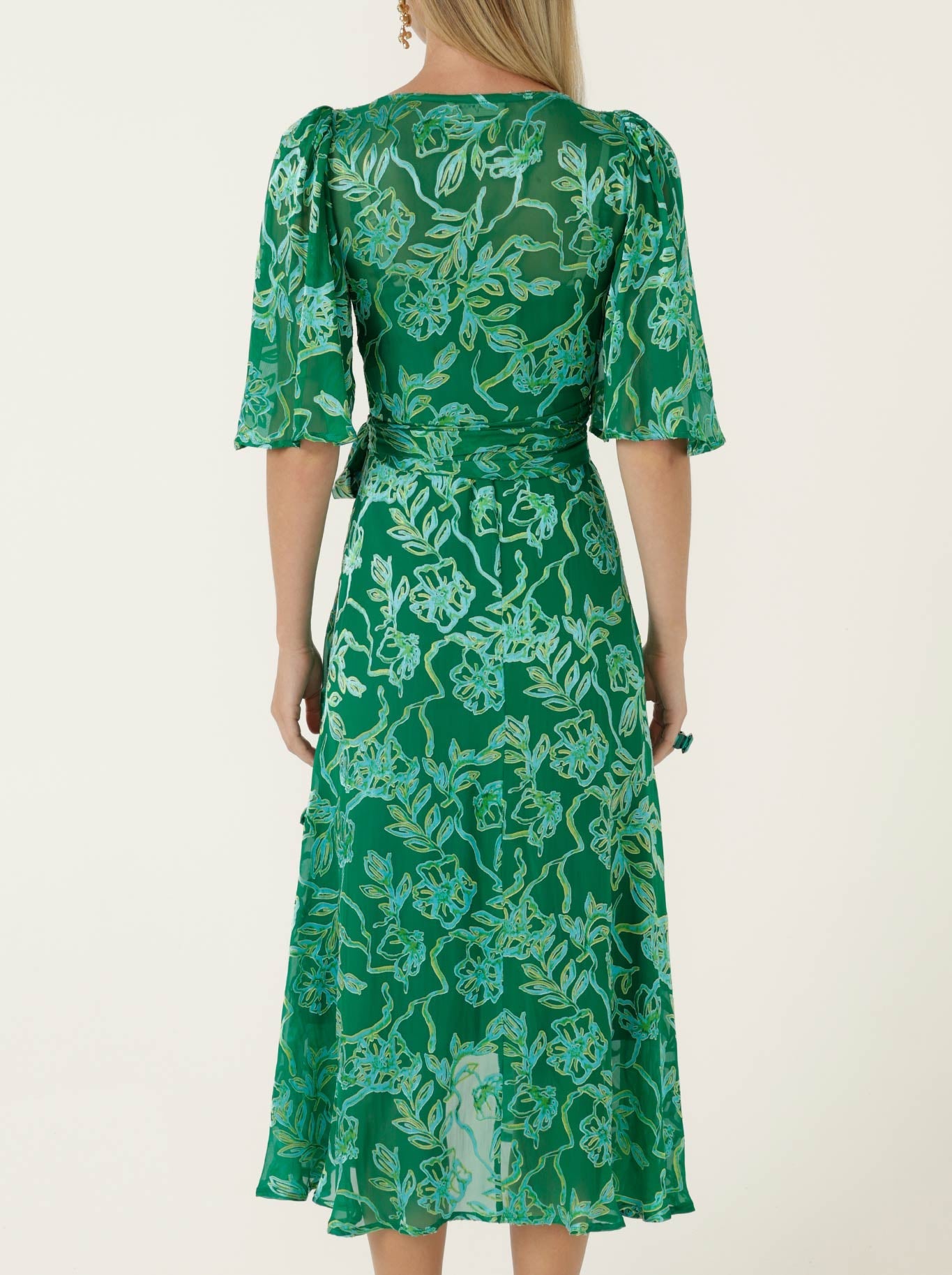 SACHA DRAKE GARDEN MAZE WRAP DRESS (Green Aqua)