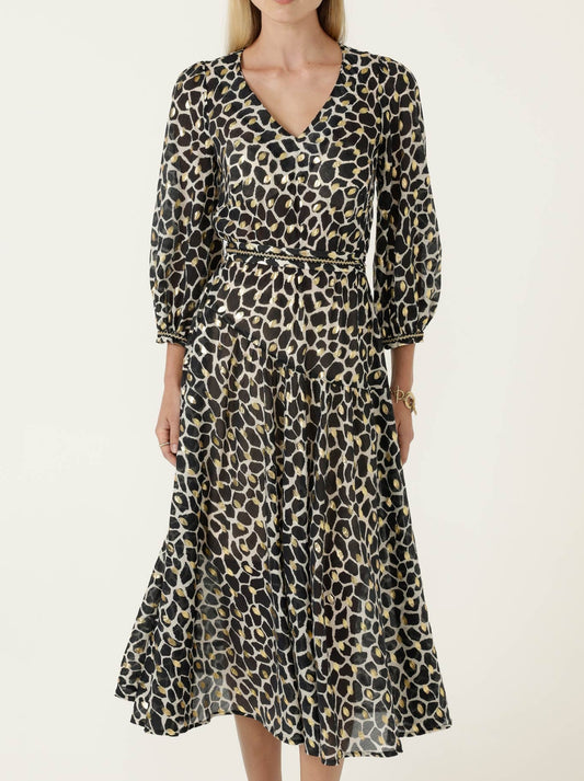 Image of Dresses. Product name - Sacha Drake Hastings Dress in Black Ivory Gold colour by brand - Sacha Drake