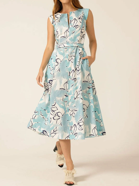 Sacha Drake Linen Affair Dress (Aqua White Linen)