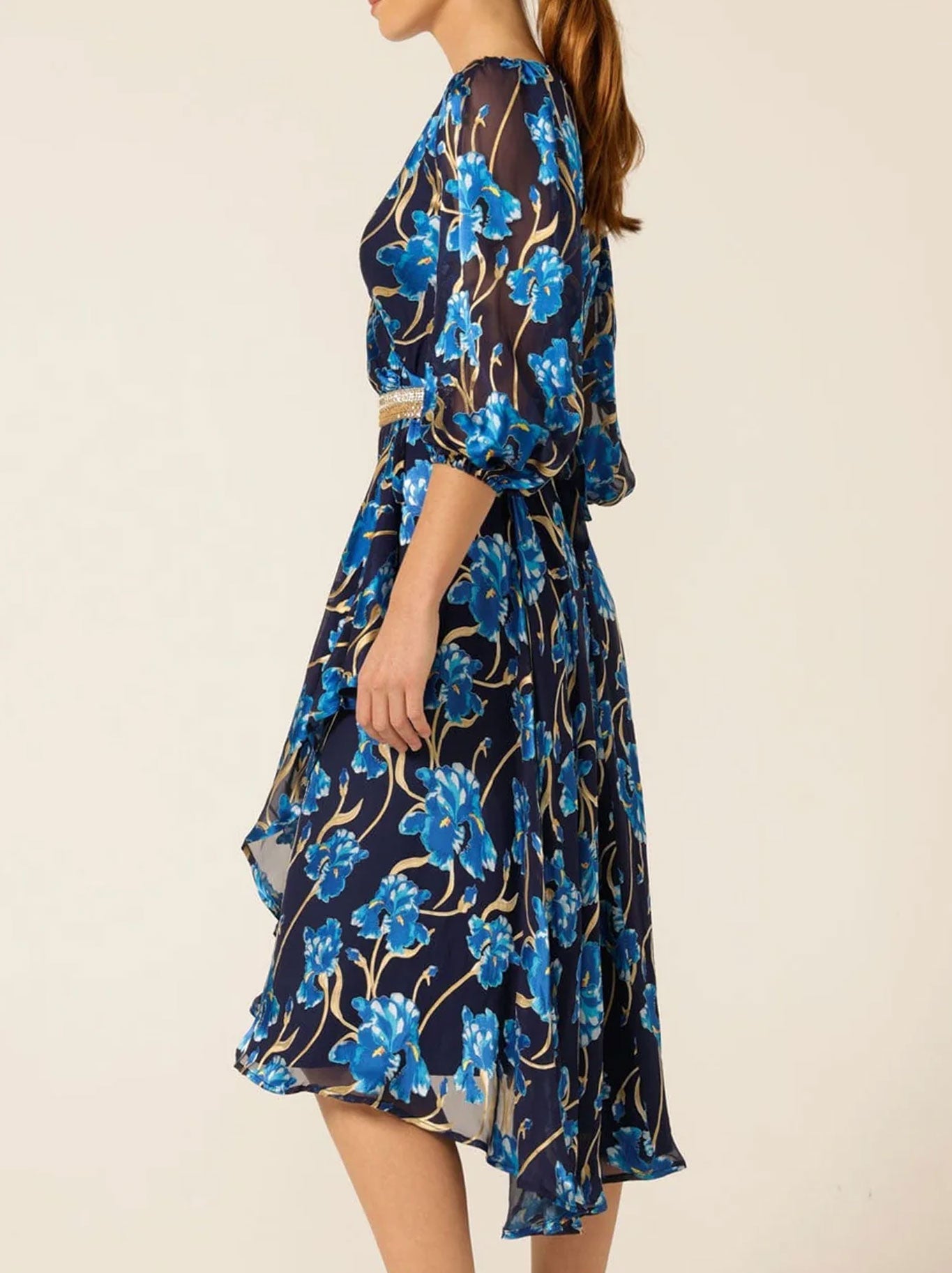 SACHA DRAKE LINNEE WRAP MIDI DRESS (Blue Iris)