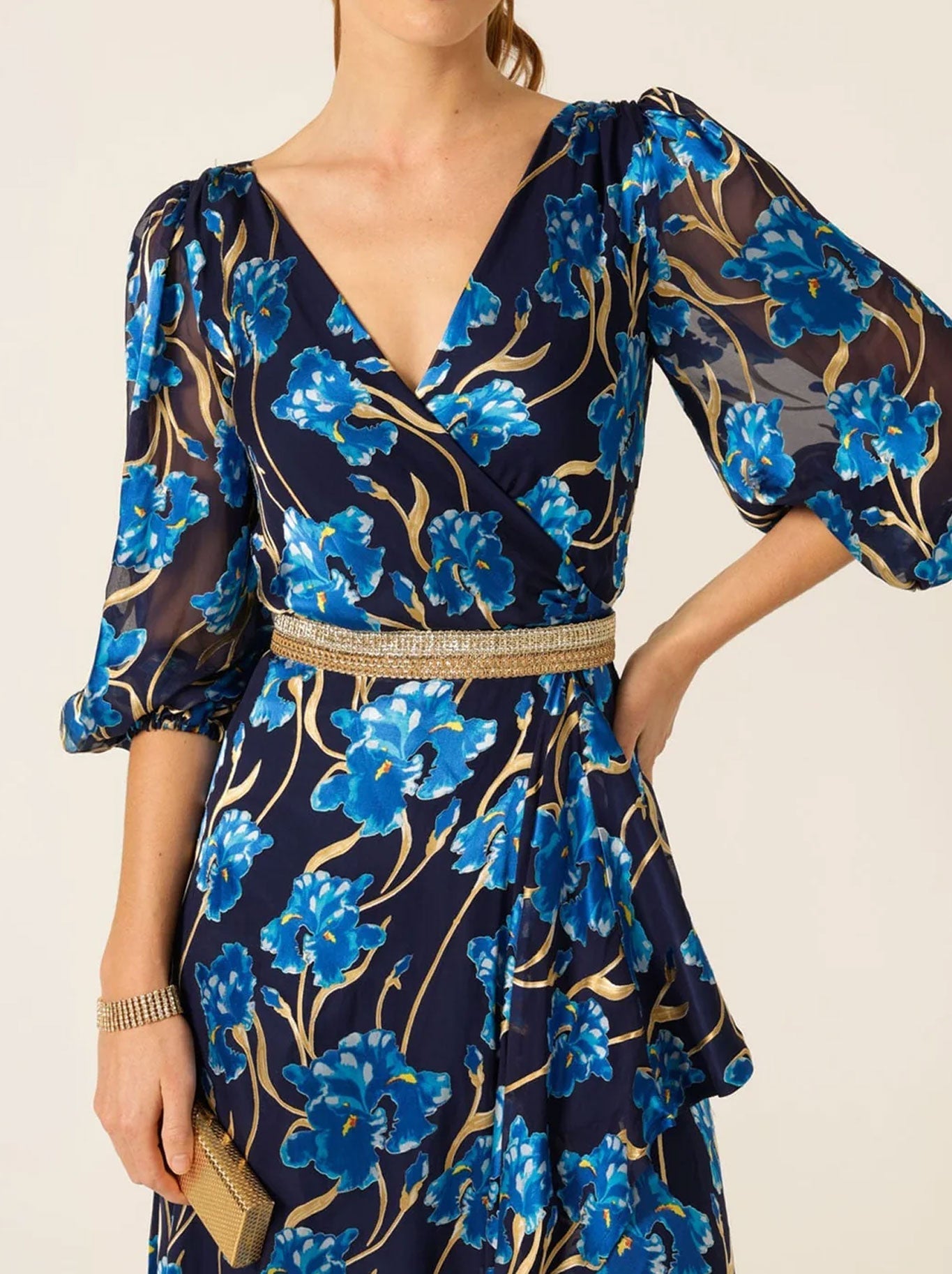 SACHA DRAKE LINNEE WRAP MIDI DRESS (Blue Iris)