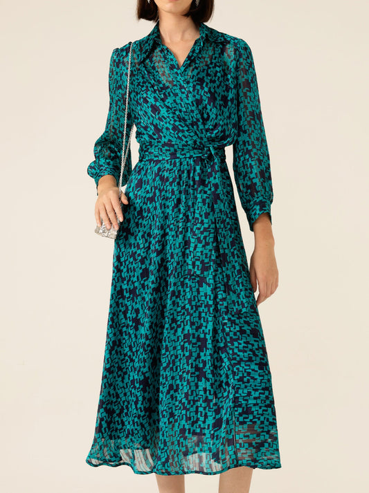 Image of Dresses. Productname: Sahca Drake Lush Lagoon Dress in Navy Aqua colour by brand - Sacha Drake Pty Ltd