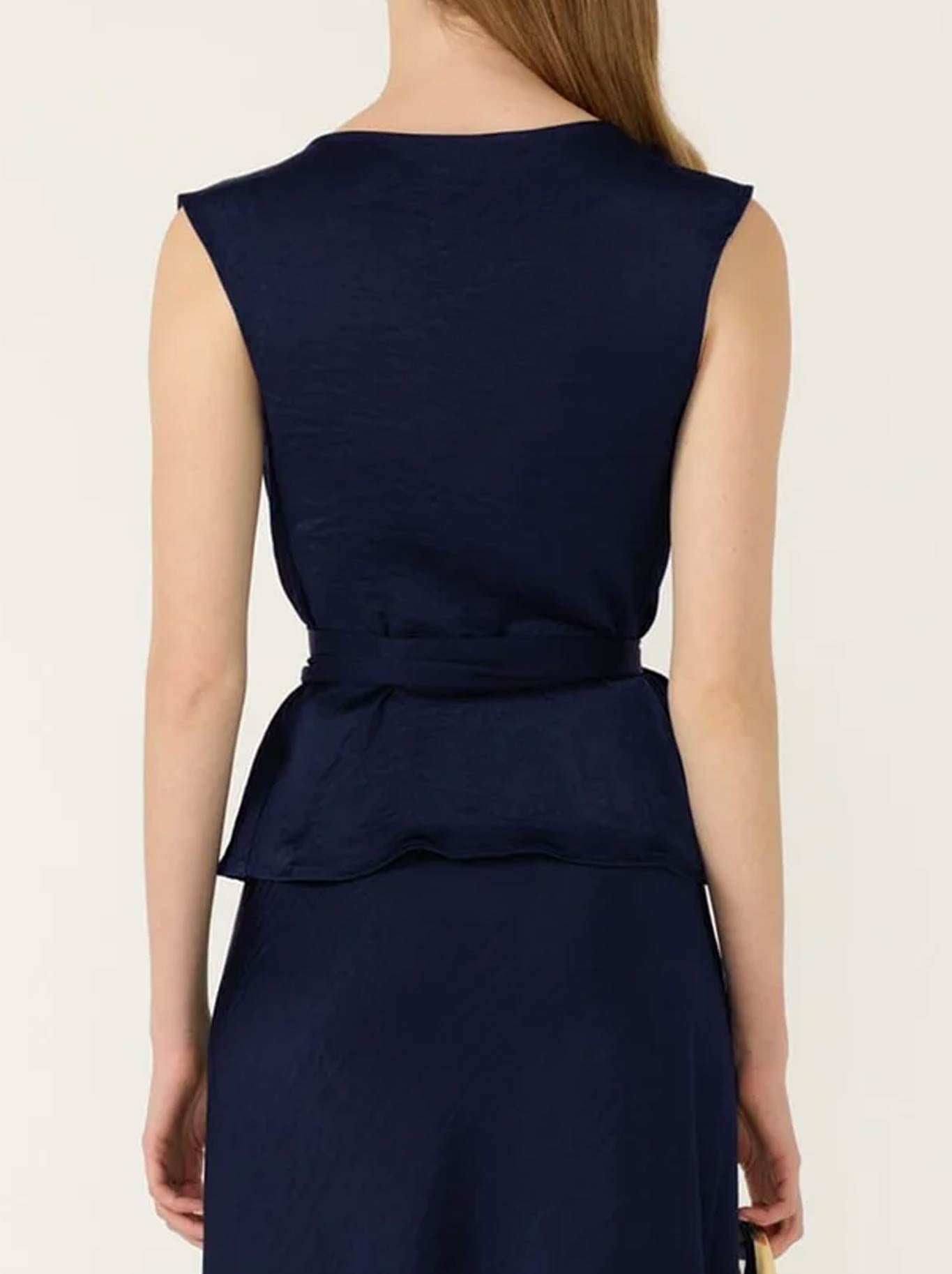 SACHA DRAKE LUXE COWL BIAS TOP (Navy)