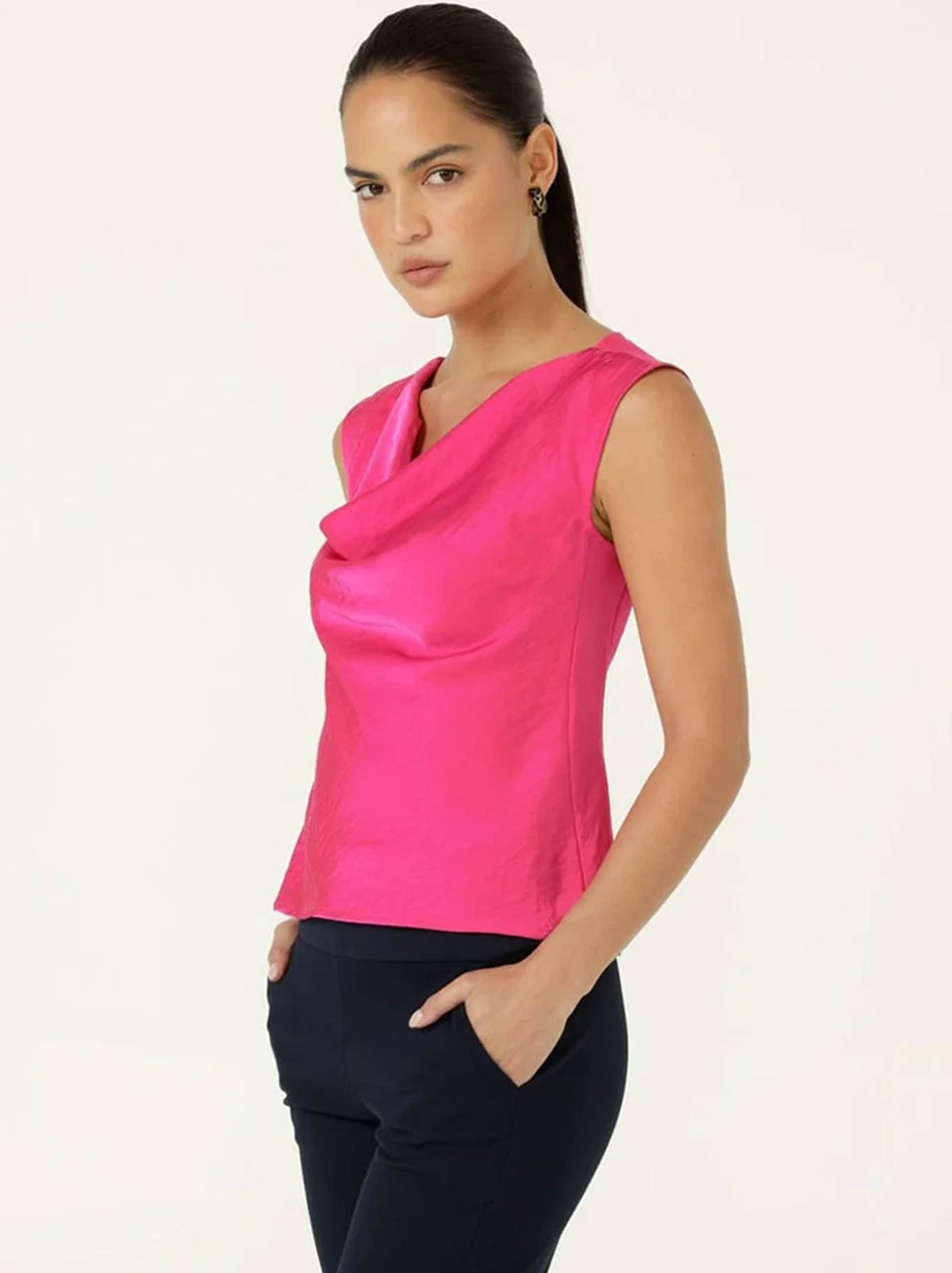Sacha Drake Luxe Cowl Bias Top (Pink)