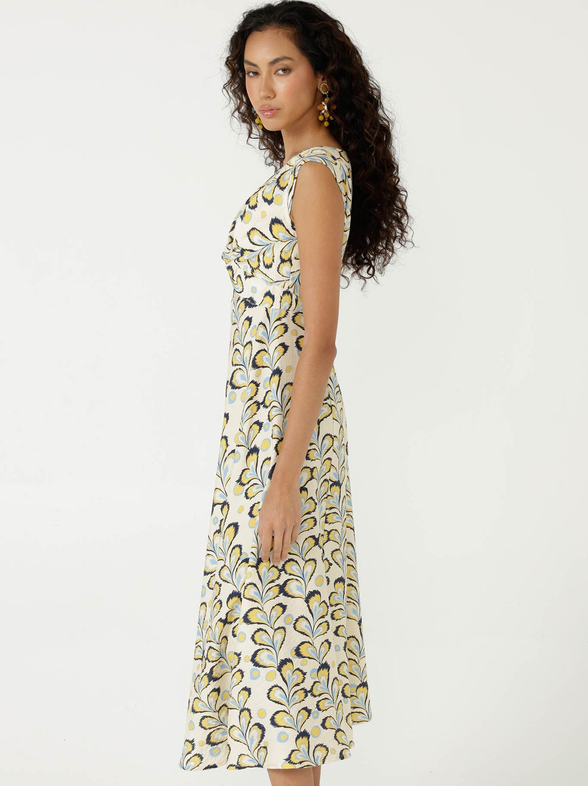 Sacha Drake Macedonia Midi Dress (Lemon Cream Blue)
