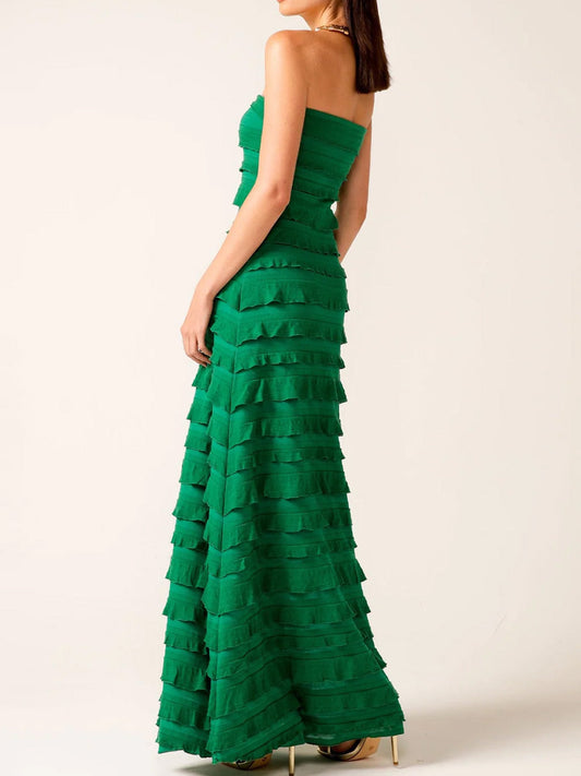SACHA DRAKE MADDISON MAXI RUFFLE DRESS (Emerald)