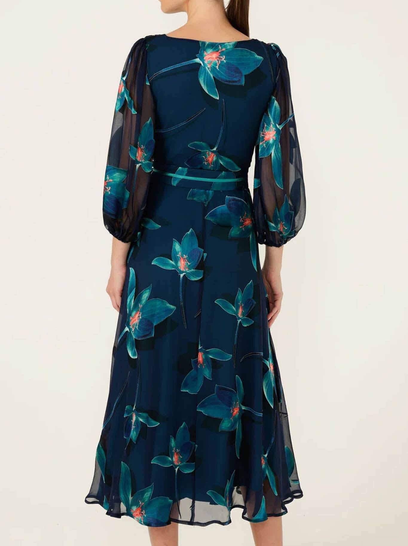 SACHA DRAKE PENDULUM WRAP DRESS (Teal Coral Flower)
