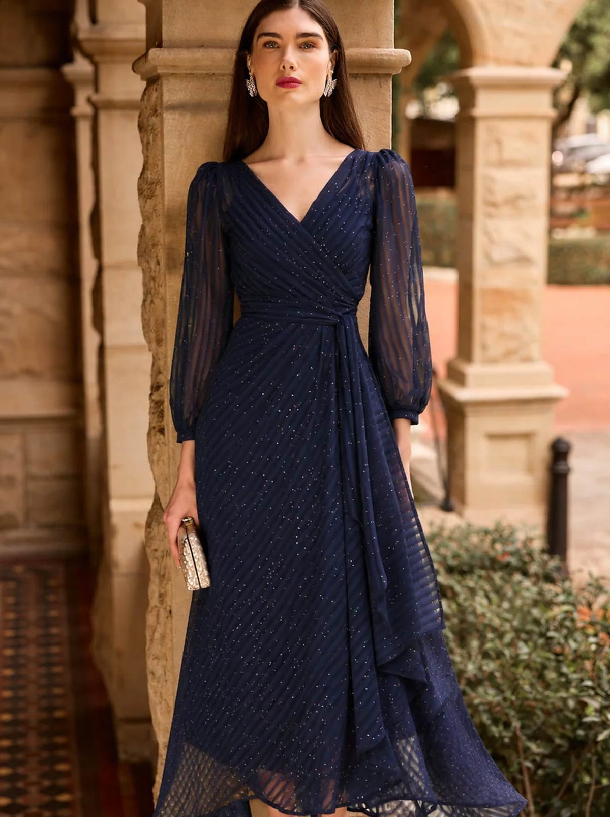 SACHA DRAKE SIERRA WRAP DRESS (Navy Sparkle)