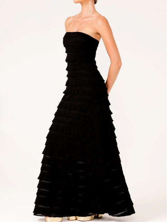SACHA DRAKE MADDISON MAXI RUFFLE DRESS (Black)