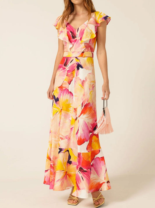 Image of Dresses. Product name - SACHA DRAKE SUMMER FIESTA MAXI DRESS in Pink Orange Hibiscus colour by brand - Sacha Drake Pty Ltd