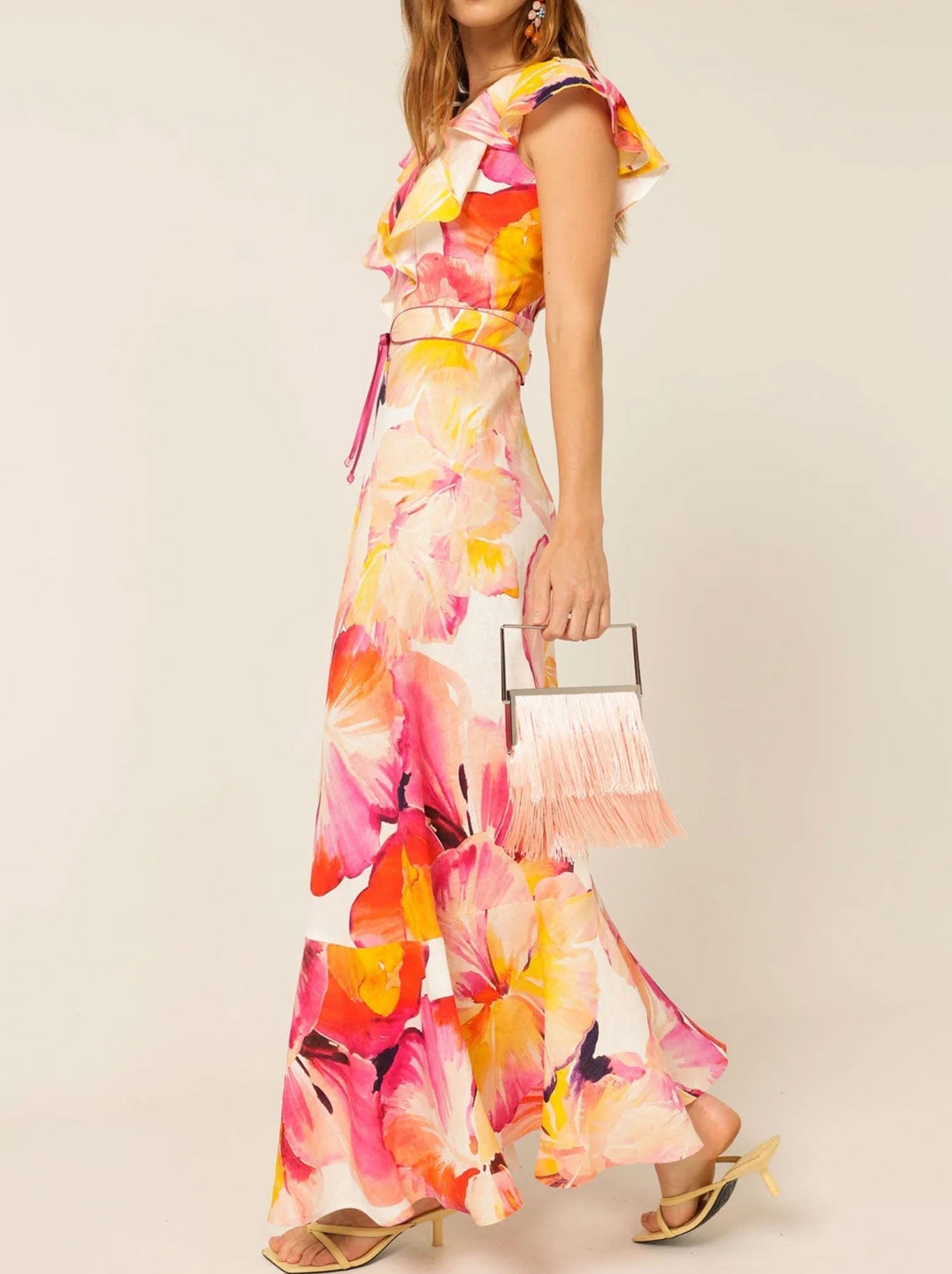 SACHA DRAKE SUMMER FIESTA MAXI DRESS (Pink Orange Hibiscus)