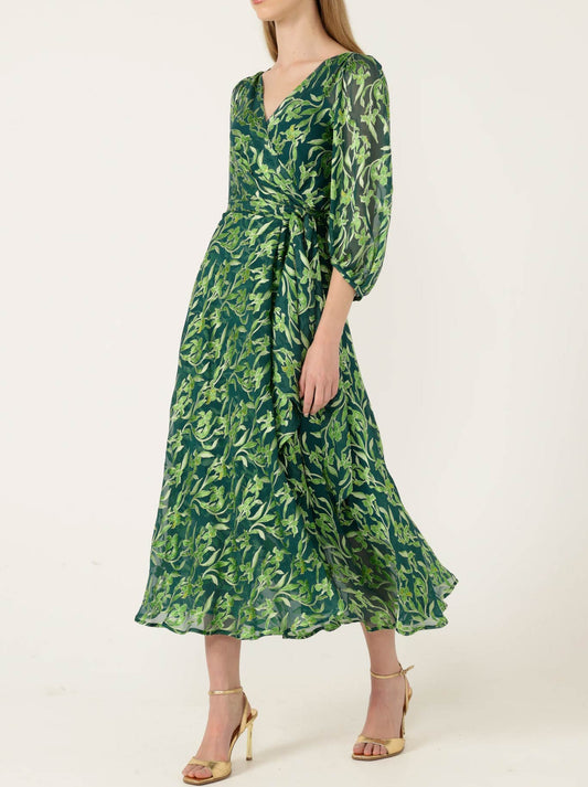SACHA DRAKE ORCHID WRAP DRESS (Emerald)