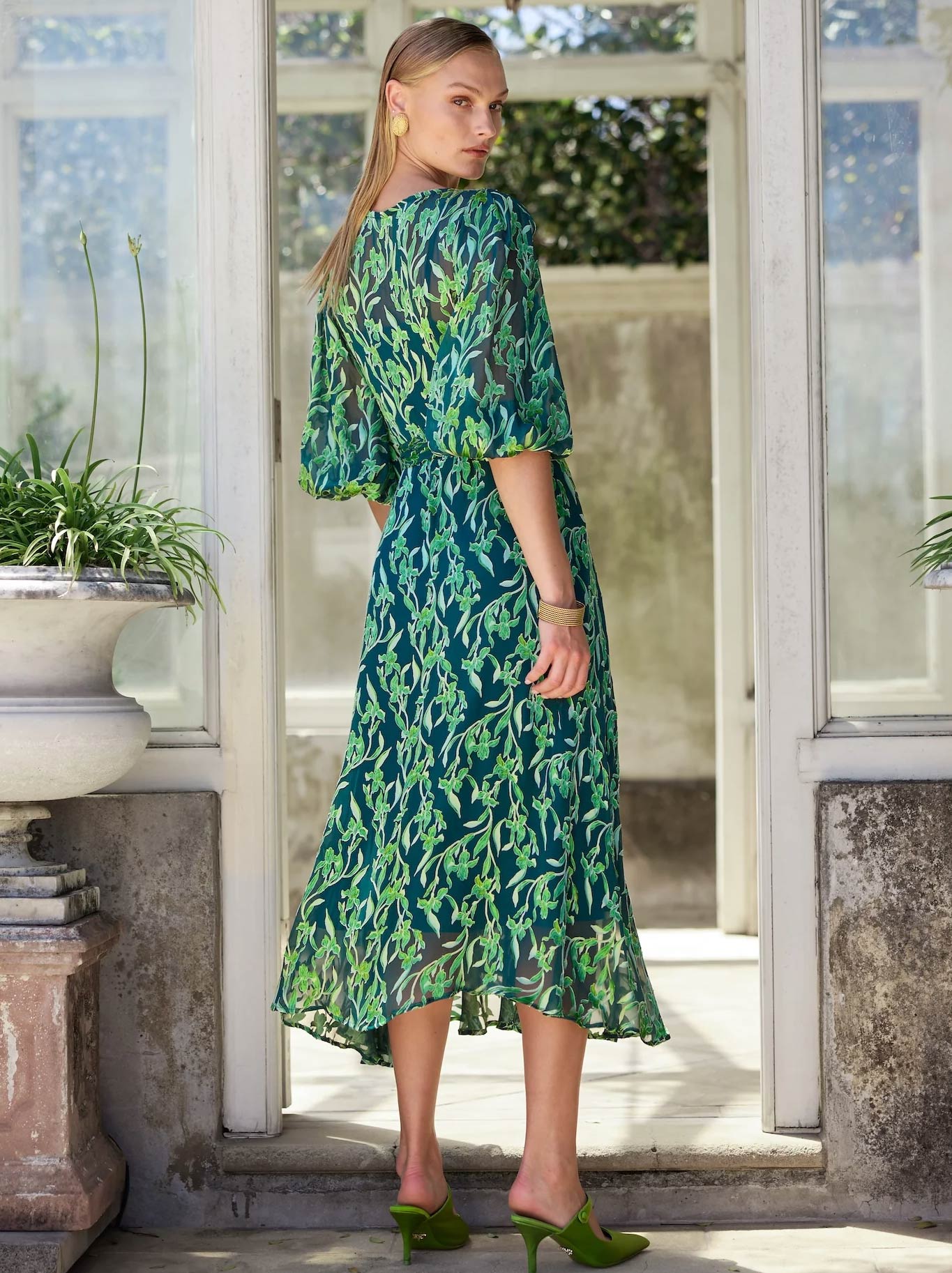 SACHA DRAKE ORCHID WRAP DRESS (Emerald)