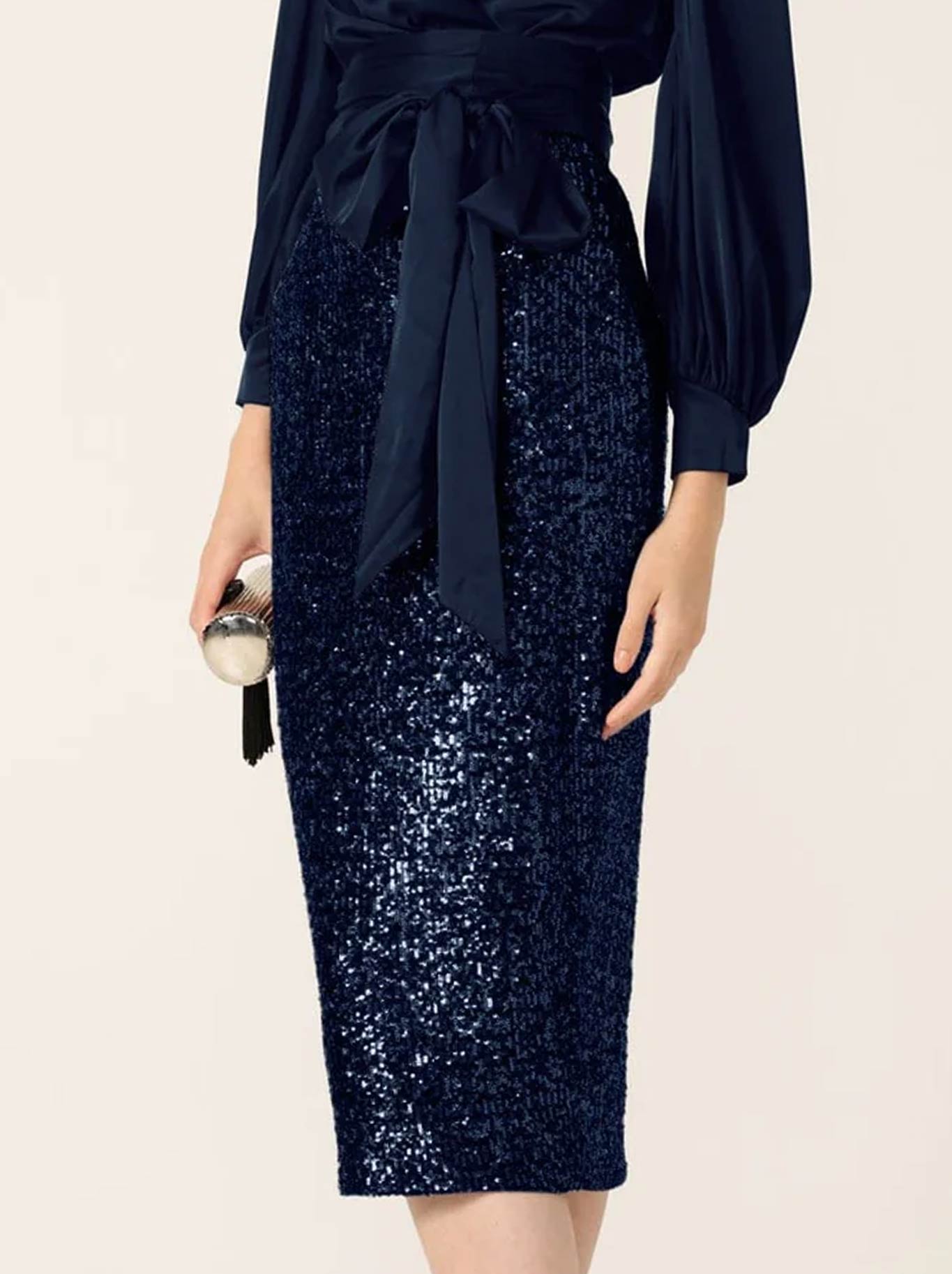 SACHA DRAKE SEQUIN PENCIL SKIRT (Navy)