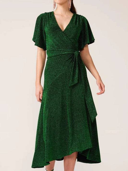 Image of Dresses. Product name - SACHA DRAKE STARGAZE WRAP DRESS in Emerald colour by brand - Sacha Drake Pty Ltd