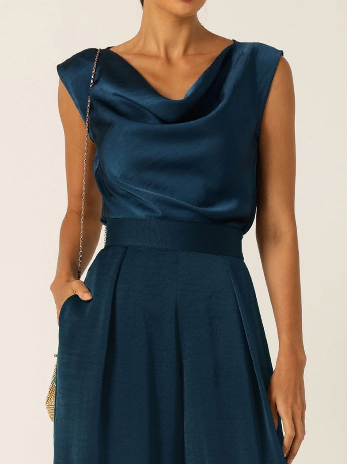 SACHA DRAKE COWL BIAS TOP (Steele Blue)