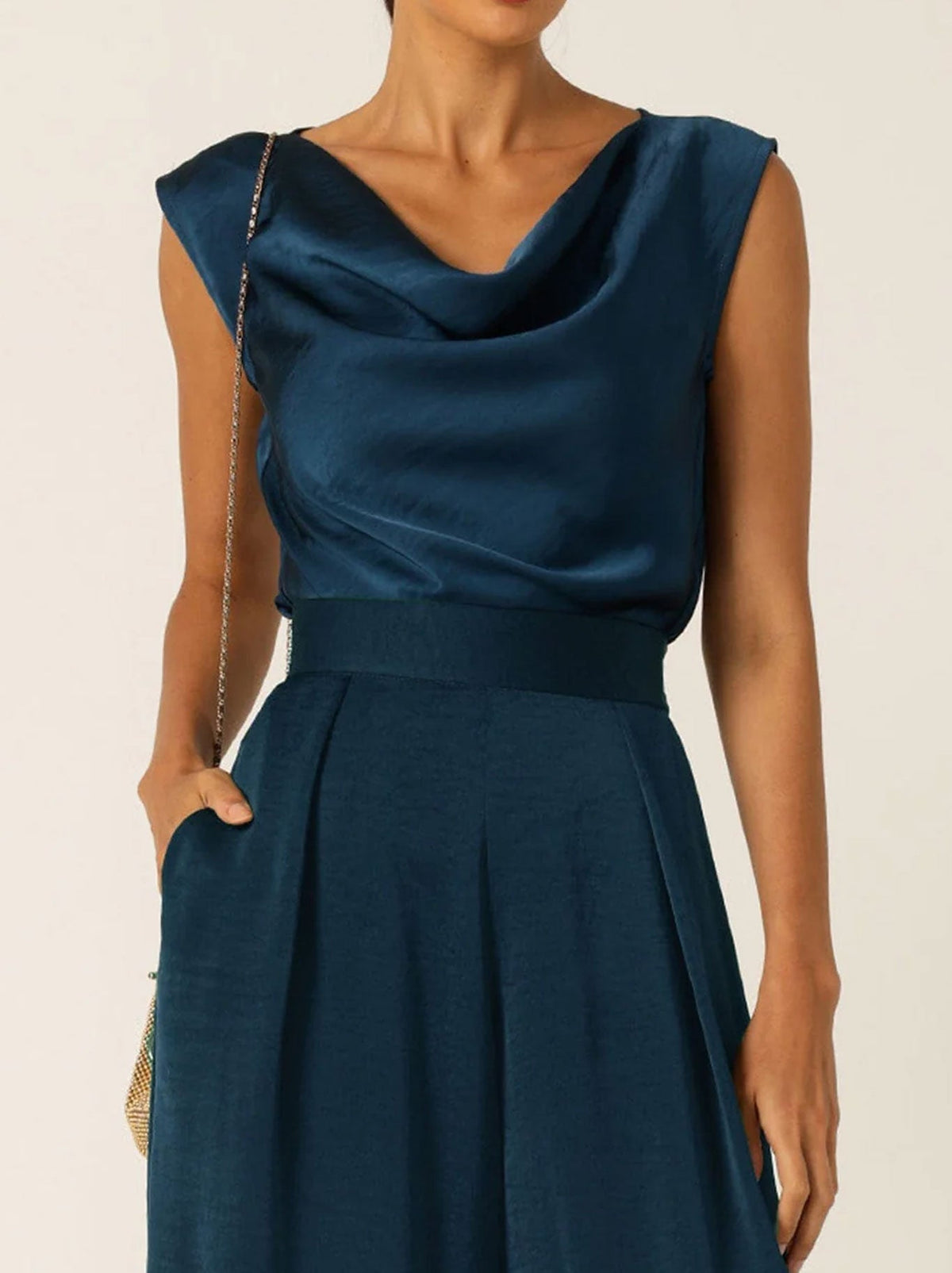 SACHA DRAKE COWL BIAS TOP (Steele Blue)