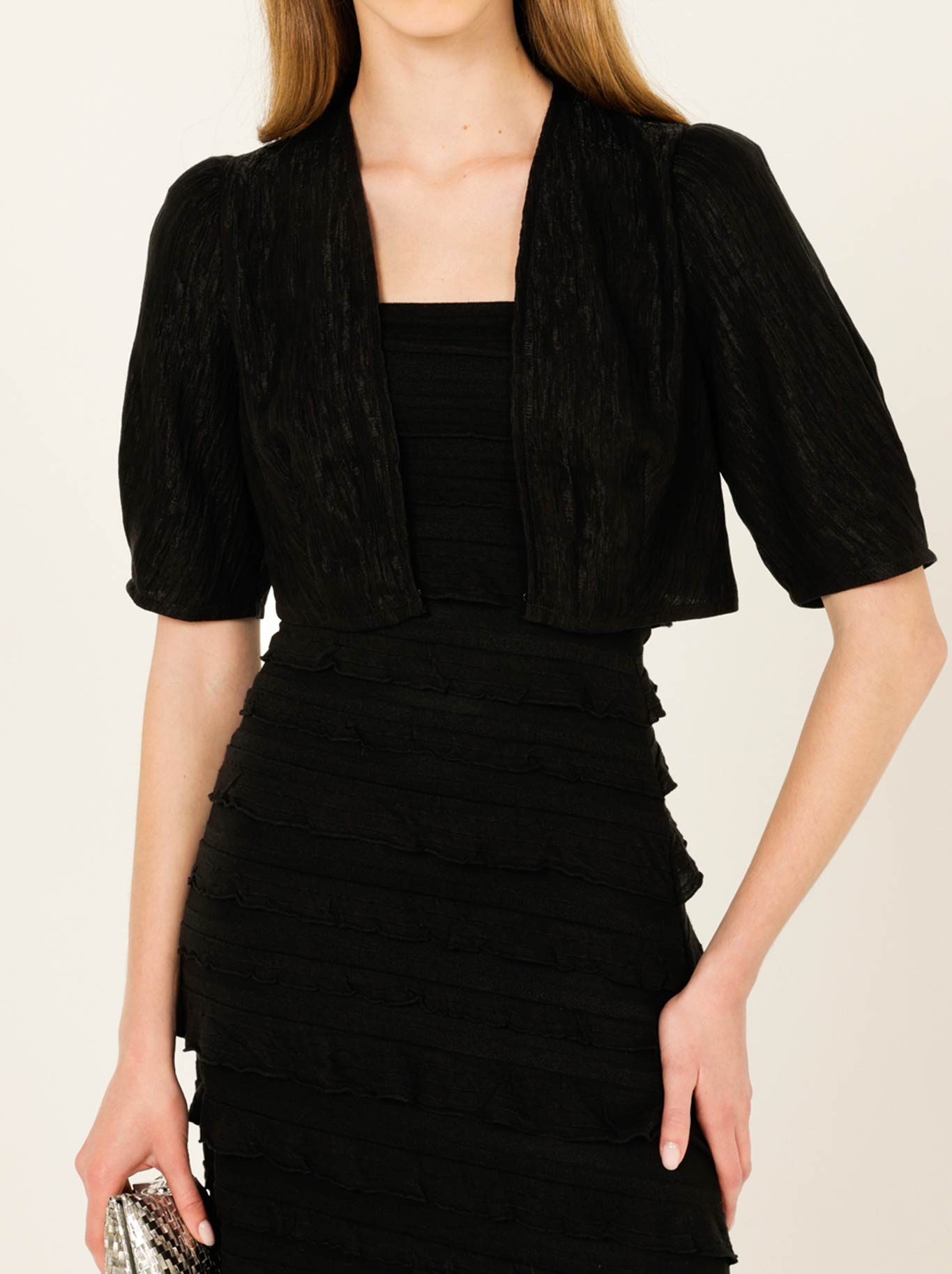 Image of Coats & Jackets. Productname: Sacha Drake Tuck Sleeve Jacket in Black colour by brand - Sacha Drake
