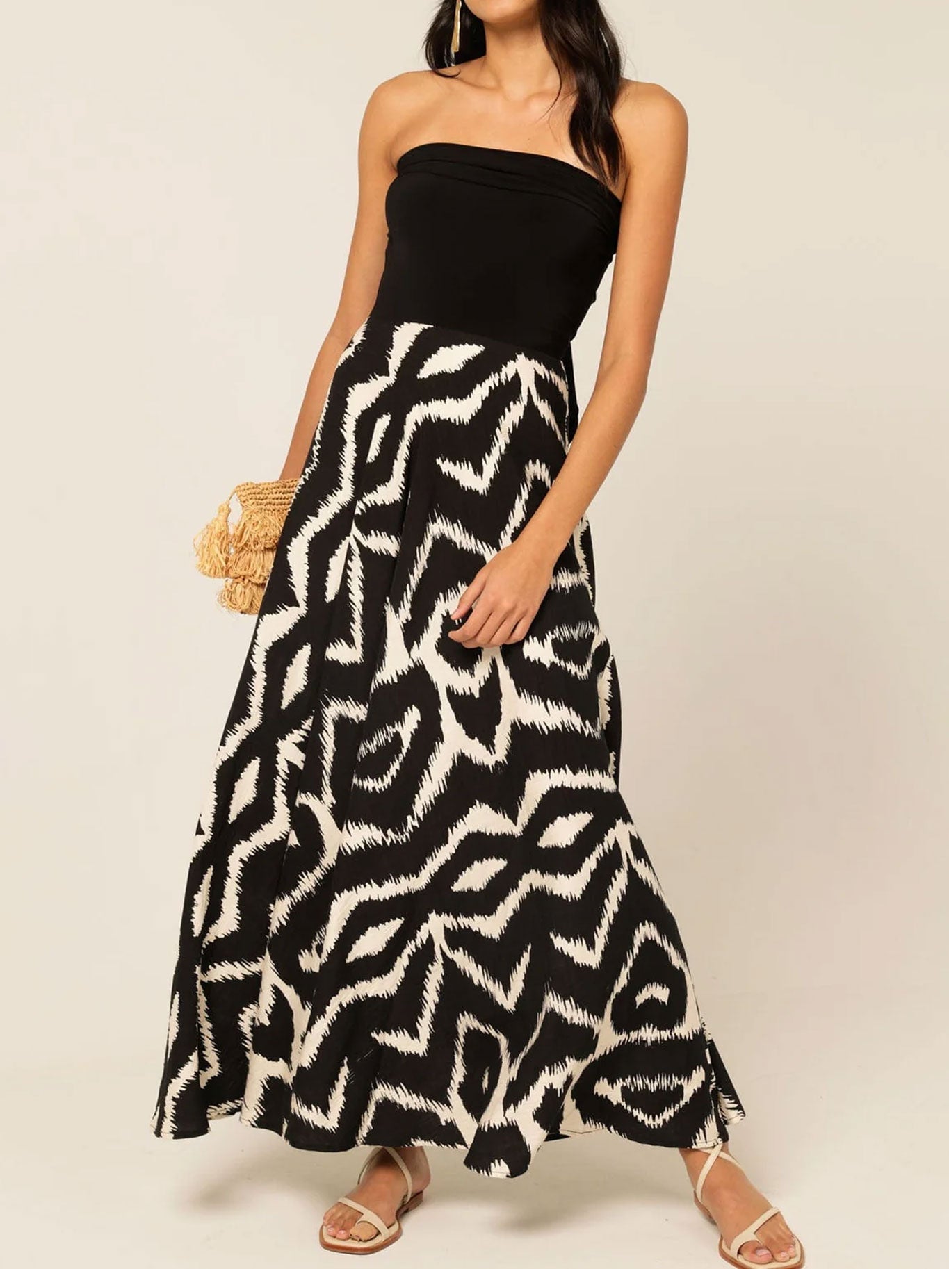 Sacha Drake Villa Vita Maxi Dress (Black/Cream)