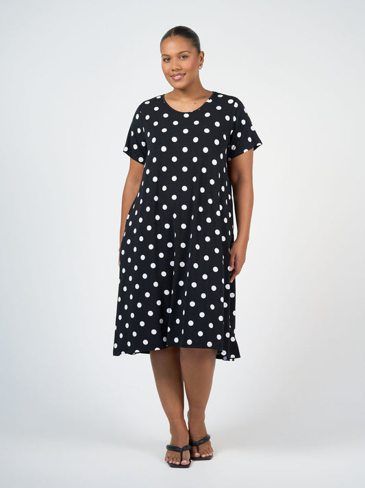 Lou Lou Sade Bamboo Oversized T-Shirt Midi Dress (Polka Dot)