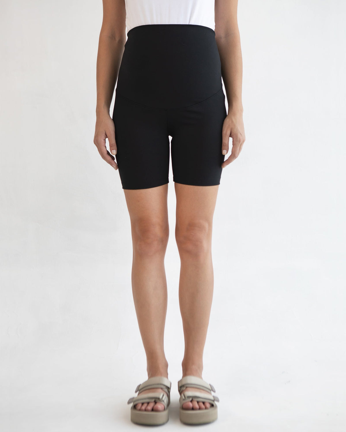 Image of Activewear. Product name - Sage Biker Shorts in Black colour by brand - Soon Maternity