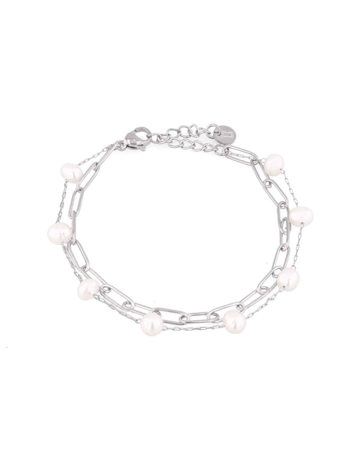 Image of Bracelets. Product name - Salina Silver Pearl Bracelet in colour by brand - LAVANA