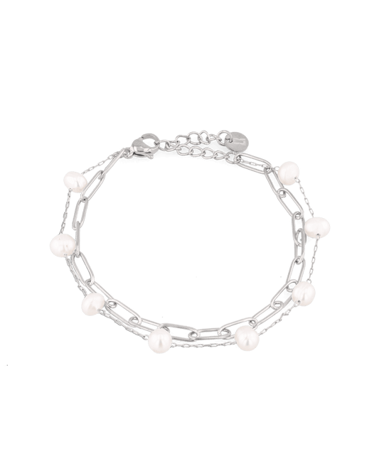 Image of Bracelets. Product name - Salina Silver Pearl Bracelet in colour by brand - LAVANA
