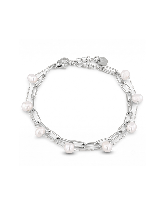Image of Bracelets. Product name - Salina Silver Pearl Bracelet in colour by brand - LAVANA