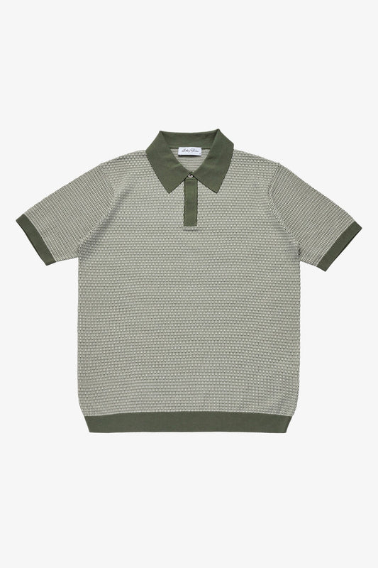 Anthony Squires Santi knitted jacquard S/S polo (Olive)